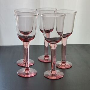 5  🩷 Pink hand blown glass 🍷 Wine or water Goblets | 8 oz Mexico / Spain style